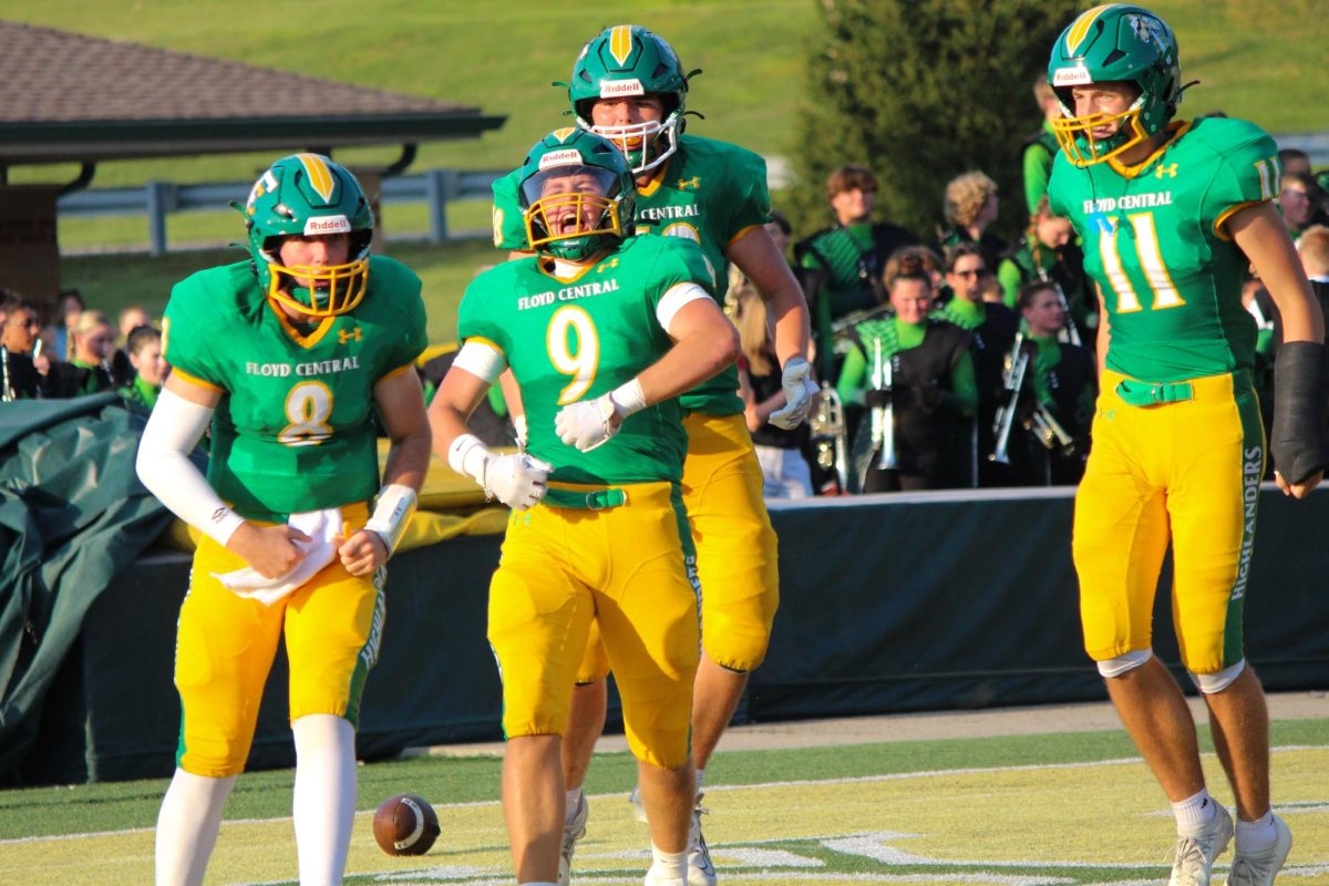 Junior Matt Polk celebrates after scoring the first touchdown of the season.