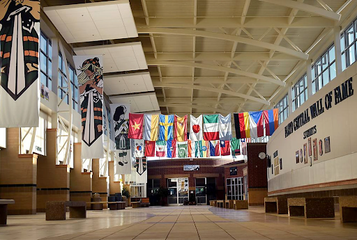 Multicultural flags used to hang in the spine, representing the various countries that Floyd Central students have come from over the last decade.
File photo // Bartizan