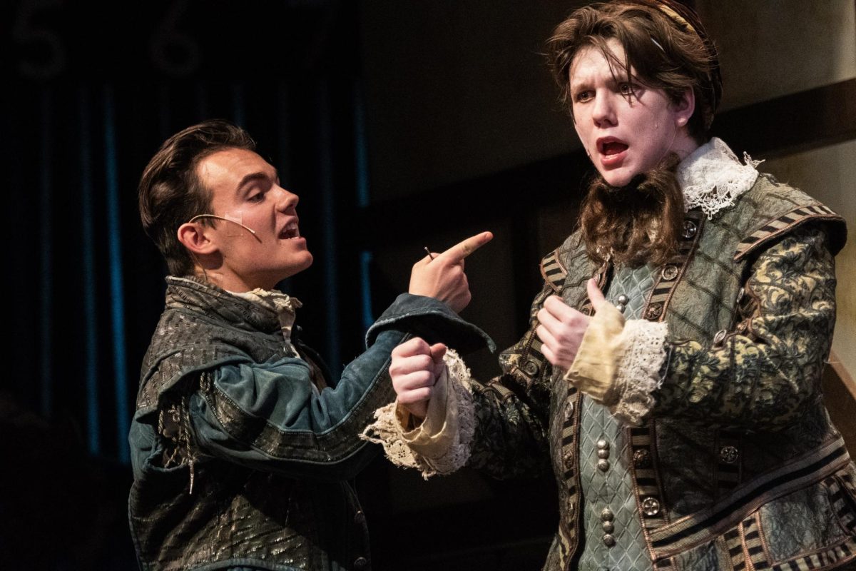 Junior Owen Elsbury and senior Brooks Roseberry perform in Floyd Central's fall main stage musical 'Something Rotten.'